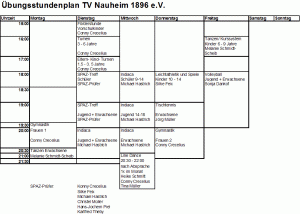 Übungsstundenplan 2012 - Übersicht